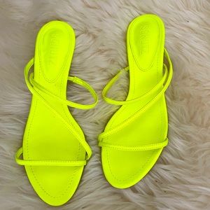 COPY - Schultz bright yellow flat aandals.   Never worn with tags